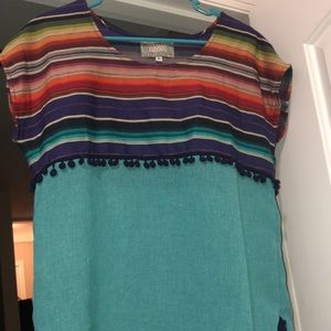 Silverado Serape and Turquoise Woven Top